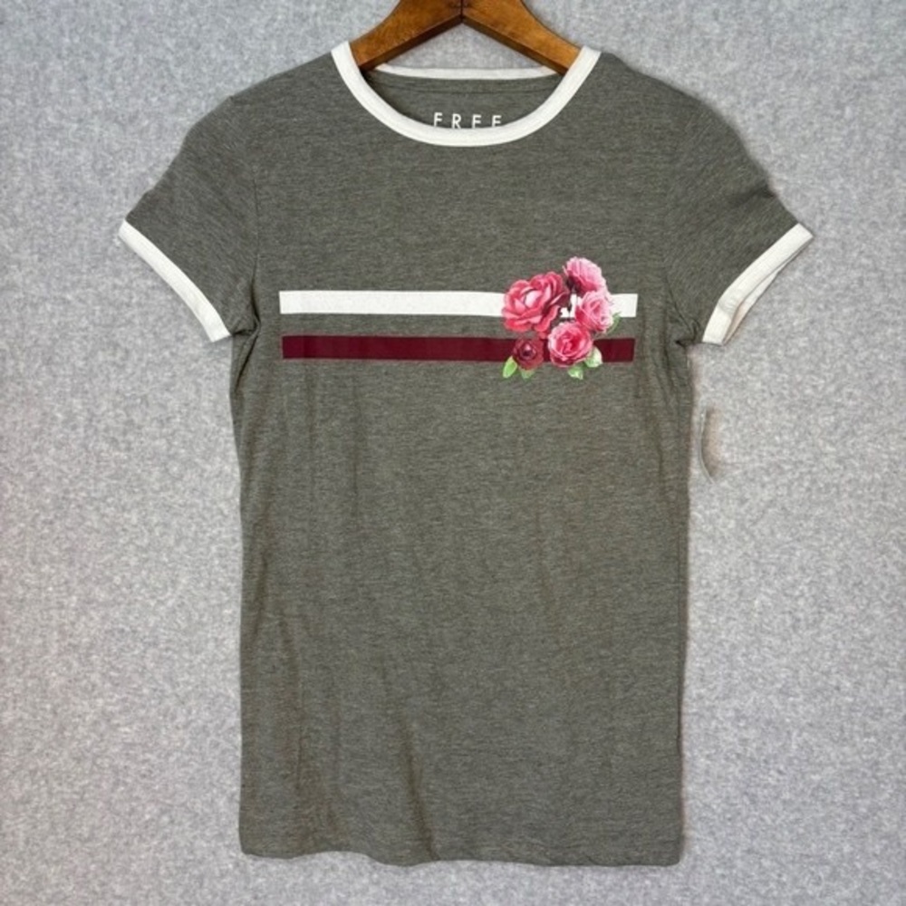 Gray Floral Embroidered Women's Top